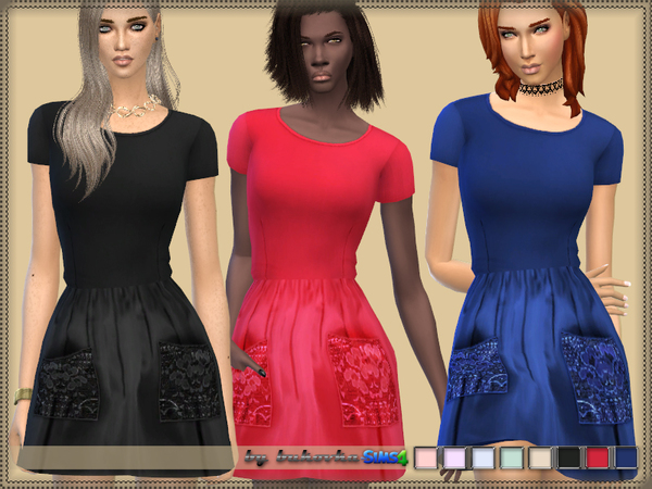 Sims 4 Dress Lacy Pockets by bukovka at TSR