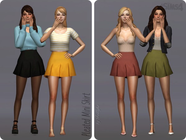 Sims 4 Pleated Mini Skirt by Trillyke at TSR