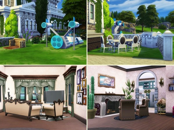 Sims 4 Brick Walls Mansion by MychQQQ at TSR