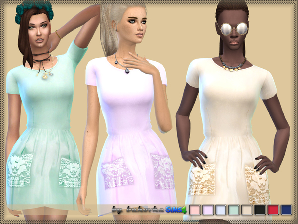 Sims 4 Dress Lacy Pockets by bukovka at TSR