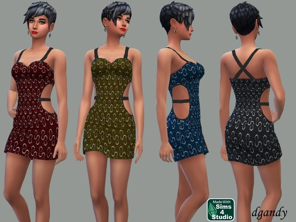 Sims 4 Metallic Thread Mini dress by dgandy at TSR