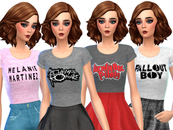 Sims 4 Band Tee Shirts Pack Three by Wicked Kittie at TSR