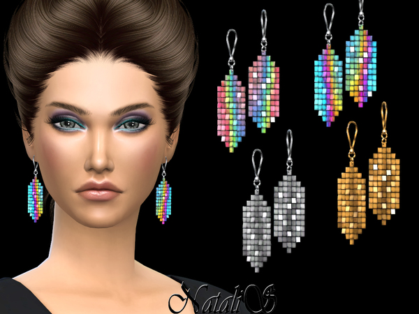 Sims 4 Sequin detail drop earrings by NataliS at TSR