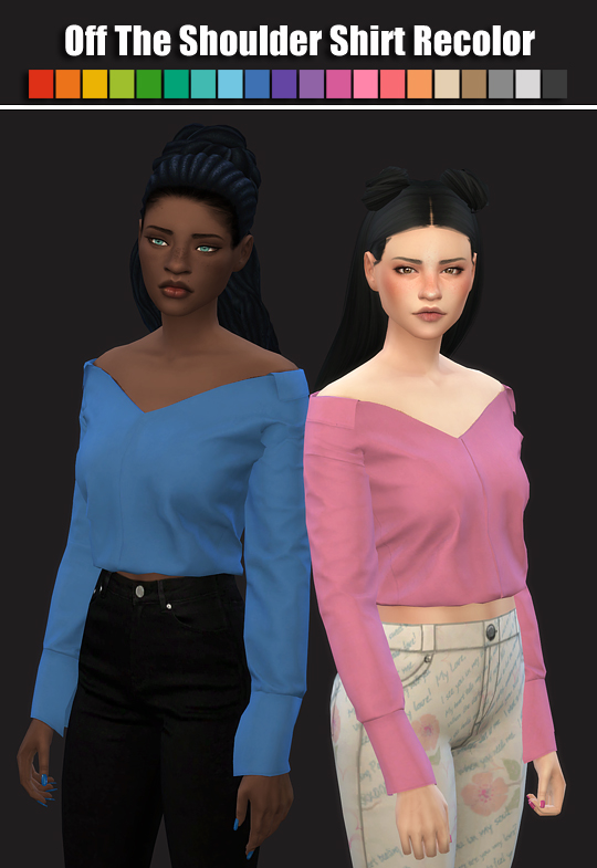 Sims 4 Off The Shoulder Shirt Recolor at Maimouth Sims4