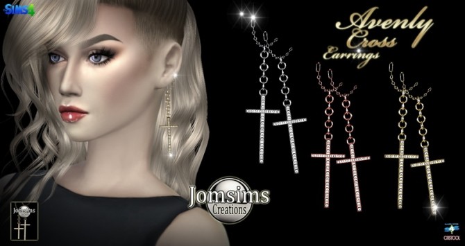 Sims 4 Avenly cross earrings at Jomsims Creations