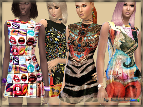 Sims 4 Dress Summer Print by bukovka at TSR
