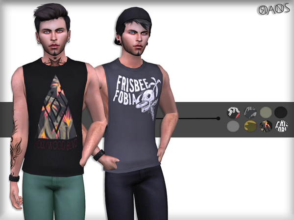Sims 4 Sleeveless T Shirt With Dropped Armhole by OranosTR at TSR