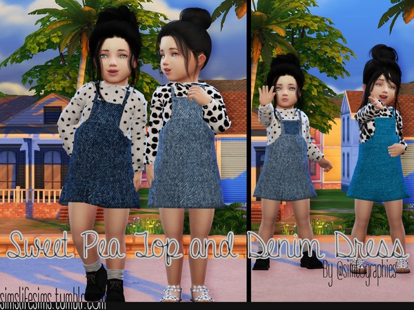 Sims 4 Sweet Pea Top and Denim Dress by simtographies at TSR
