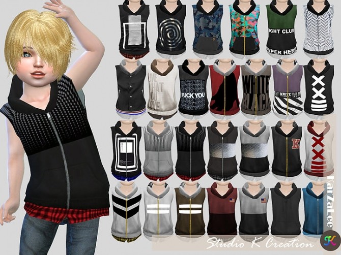 Sims 4 Giruto 6 Kenjis non sleeve hoodie for Toddler at Studio K Creation