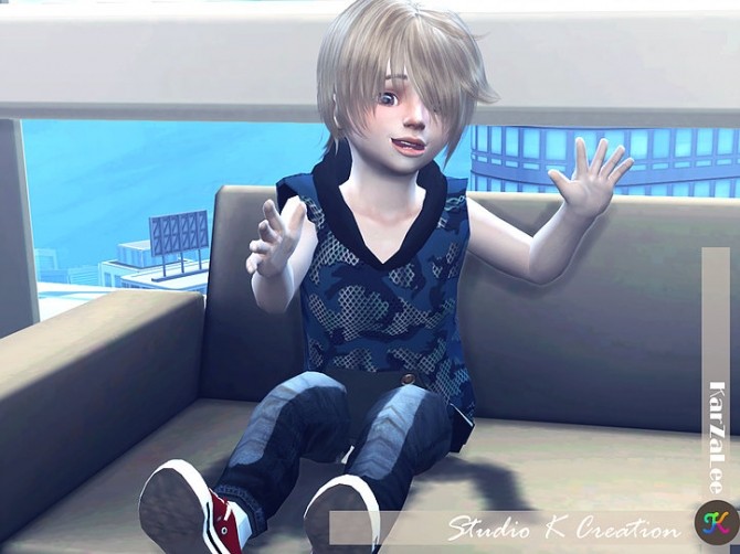 Sims 4 Giruto 6 Kenjis non sleeve hoodie for Toddler at Studio K Creation