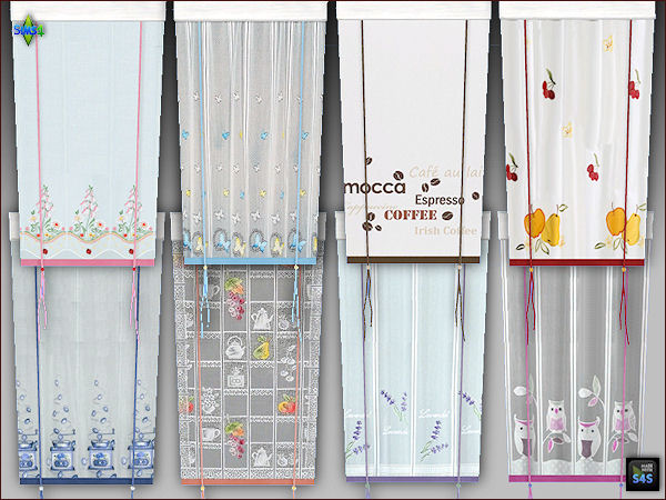 Sims 4 8 kitchen curtains in 2 sizes by Mabra at Arte Della Vita