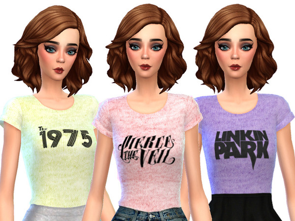 Sims 4 Band Tee Shirts Pack Three by Wicked Kittie at TSR