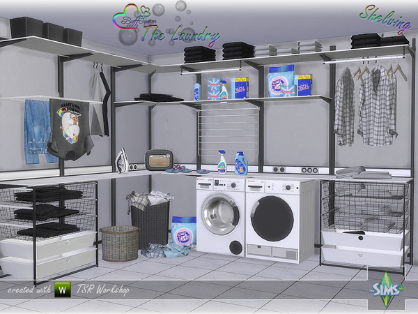 Sims 4 The Laundry Shelving by BuffSumm at TSR