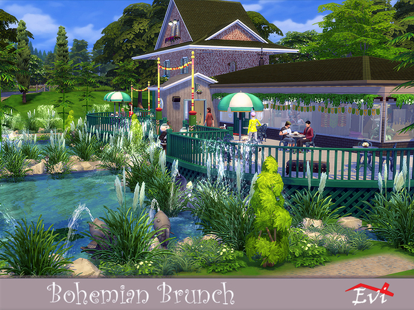 Sims 4 Bohemian Brunch house by evi at TSR