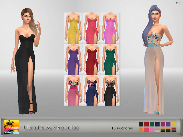 Sims 4 UliKa Dress 7 Recolor at Elfdor Sims