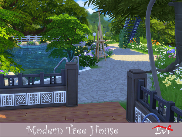Sims 4 Modern Tree House by evi at TSR