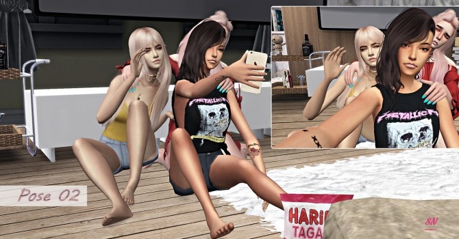 Sims 4 Evening of girls posepack at Simsnema