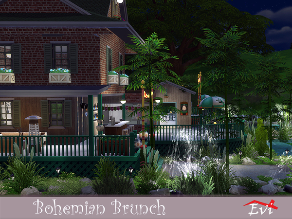 Sims 4 Bohemian Brunch house by evi at TSR