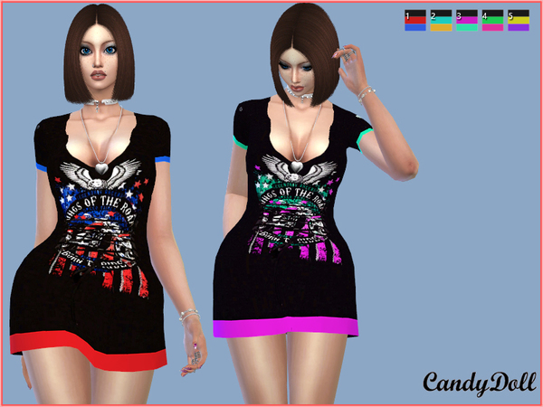 Sims 4 Rock Band Corset T Shirt Dress by CandyDolluk at TSR