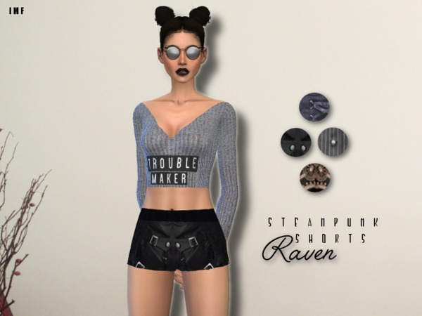 Sims 4 IMF Steampunk Shorts Raven by IzzieMcFire at TSR