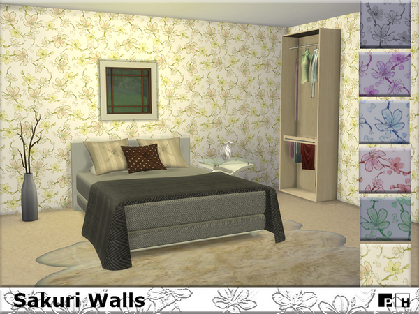 Sims 4 Sakuri Walls by Pinkfizzzzz at TSR