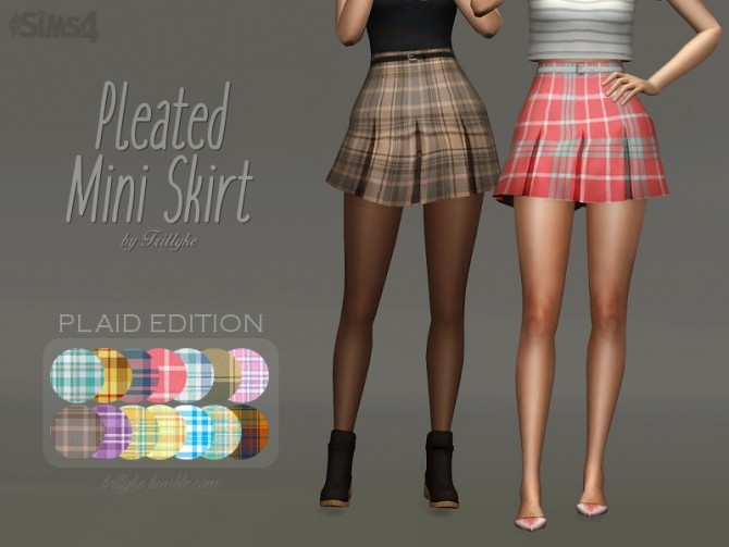 Sims 4 Pleated Mini Skirt PLAID EDITION at Trillyke