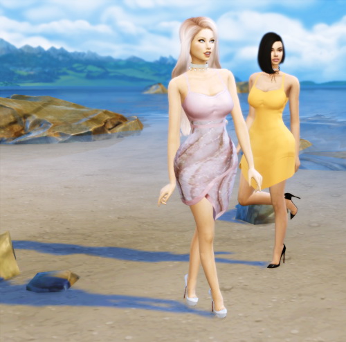 Sims 4 Fushia dress at Apathie