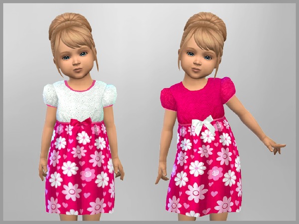 Sims 4 Toddler Summer Floral Dress by SweetDreamsZzzzz at TSR