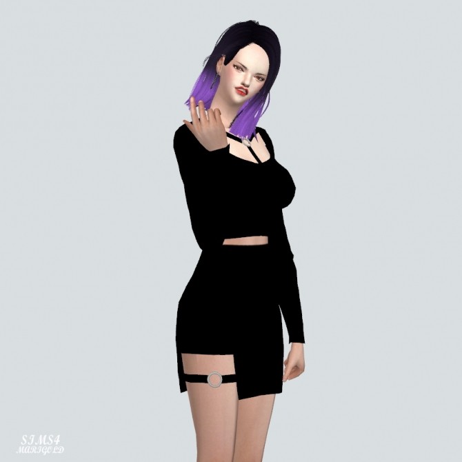 Sims 4 Garter Unbalance Mini skirt at Marigold