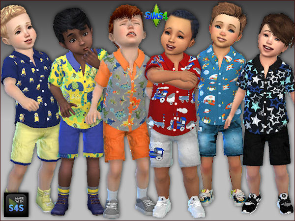 Sims 4 6 shorts and 6 shirts for little boys at Arte Della Vita