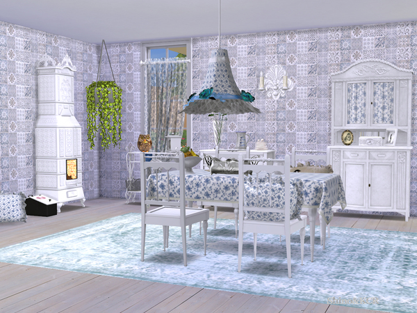 Sims 4 Shabby Chic Dining by ShinoKCR at TSR