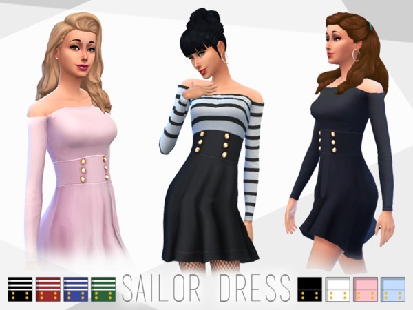 Sims 4 Sailor Dress by MrCaliban at TSR