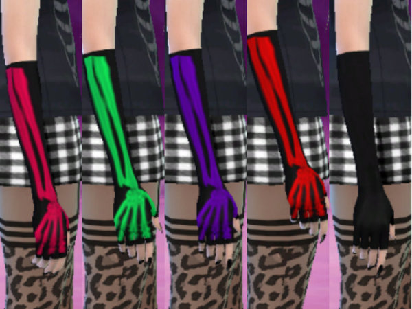 Sims 4 Basic emo fingerless gloves by MaruChanBe at TSR