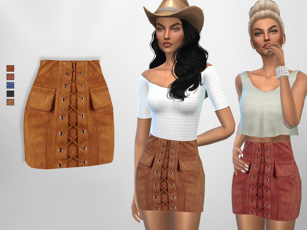 Sims 4 Suede Skirt by Puresim at TSR