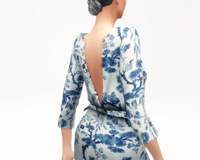 Sims 4 Floral efect wrap robe dress at Rusty Nail