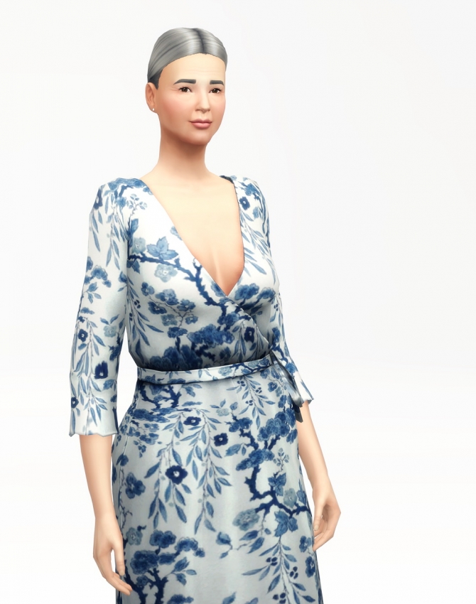 Floral efect wrap robe dress at Rusty Nail » Sims 4 Updates
