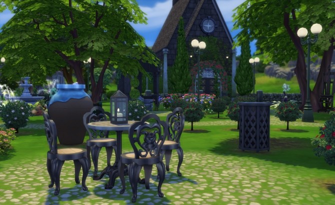 Sims 4 Midnight Whispers Chapel & Park (no CC) by Alrunia at Mod The Sims