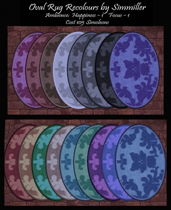 Sims 4 Oval Rug Recolours by Simmiller at Mod The Sims