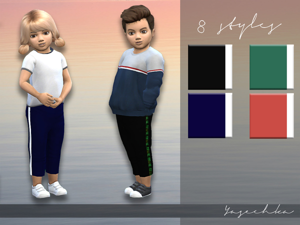 Sims 4 Toddler Trousers with stripes by Yasechka at TSR