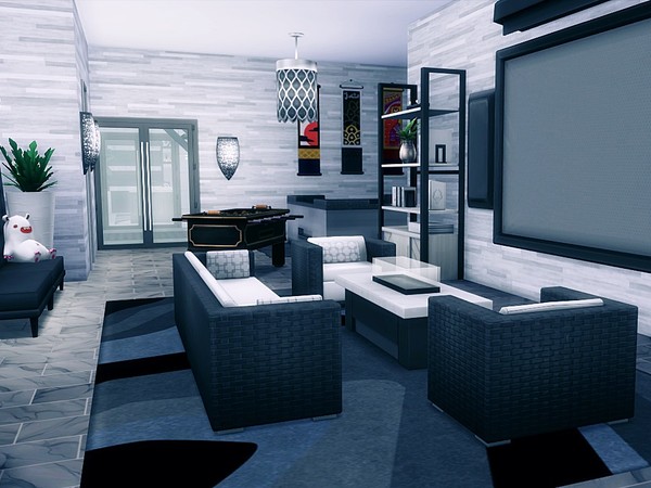 Sims 4 Black & White Penthouse by MychQQQ at TSR