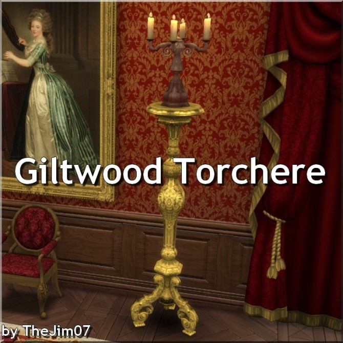 Sims 4 Giltwood Torchere by TheJim07 at Mod The Sims