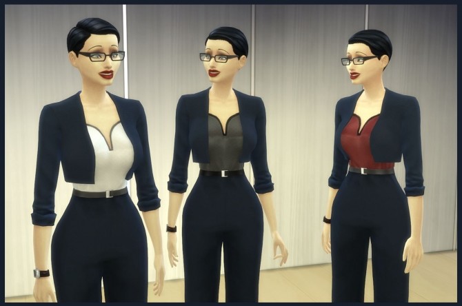Sims 4 Navy Blue Bolero Jacket Outfit by Charelton at Mod The Sims