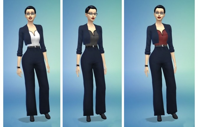 Sims 4 Navy Blue Bolero Jacket Outfit by Charelton at Mod The Sims