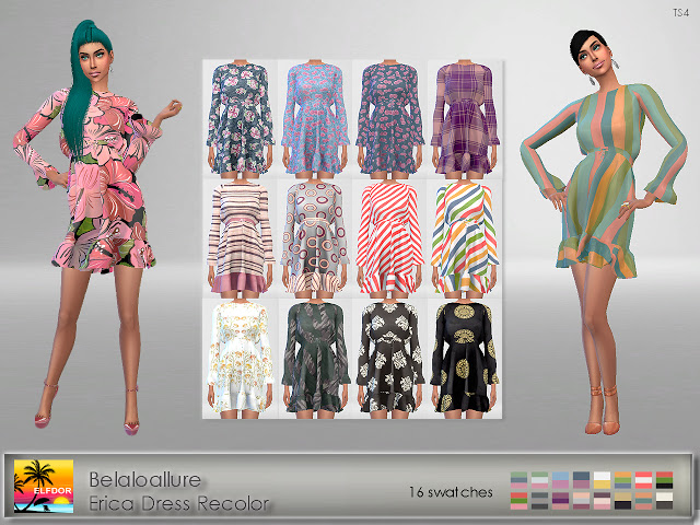 Sims 4 Belaloallure Erica Dress Recolor at Elfdor Sims