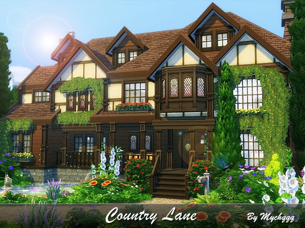 Sims 4 Country Lane house by MychQQQ at TSR
