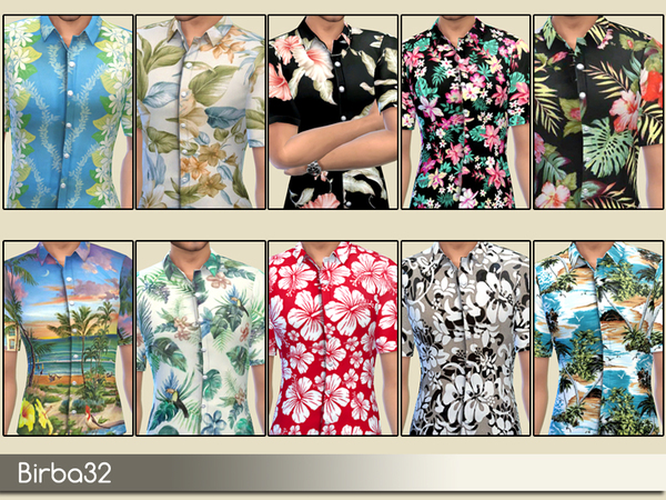 Sims 4 Hawaiian Shirts by Birba32 at TSR
