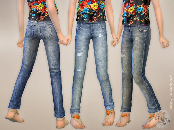 Sims 4 Girls Basic Skinny Jeans by lillka at TSR