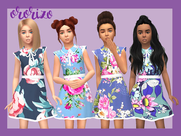 Sims 4 Flower Dress Child by Ororizo at TSR