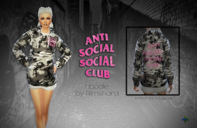 Sims 4 ANTI SOCIAL CLUB tops at Rimshard Shop