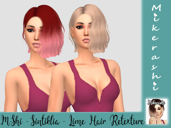 Sims 4 M Shi Sintiklia Lime Hair Retexture by mikerashi at TSR